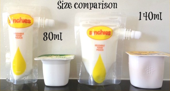 Size comparison of 80ml vs 140ml Sinchies